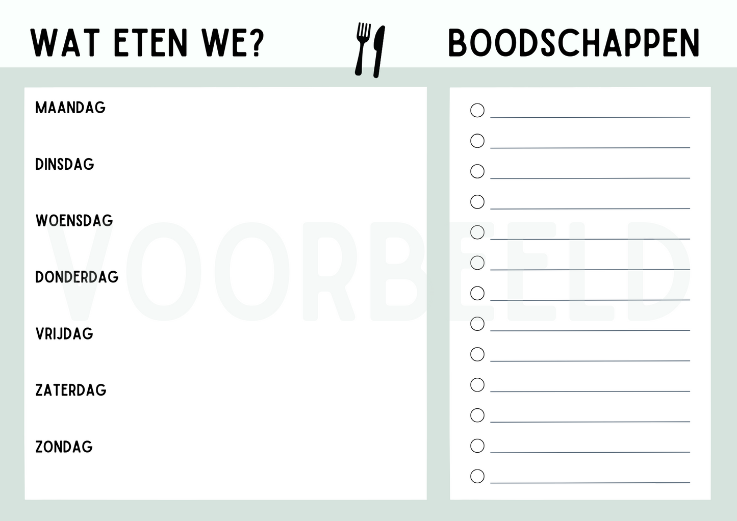 Maaltijdplanner 'wat eten we?' 01